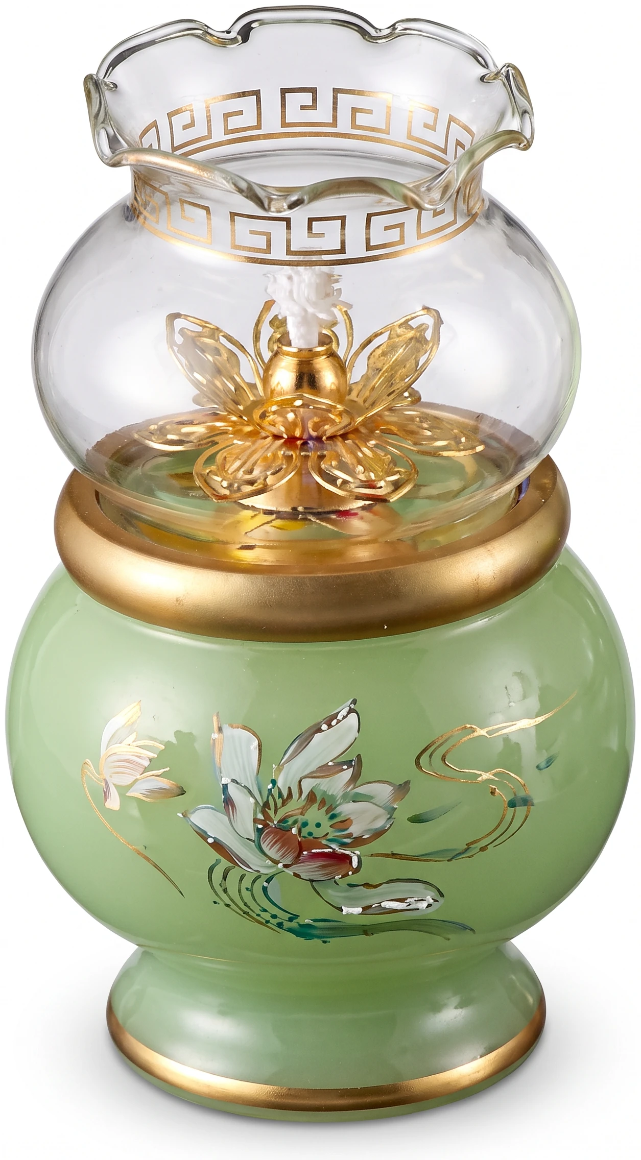 Đèn dầu men lục xanh