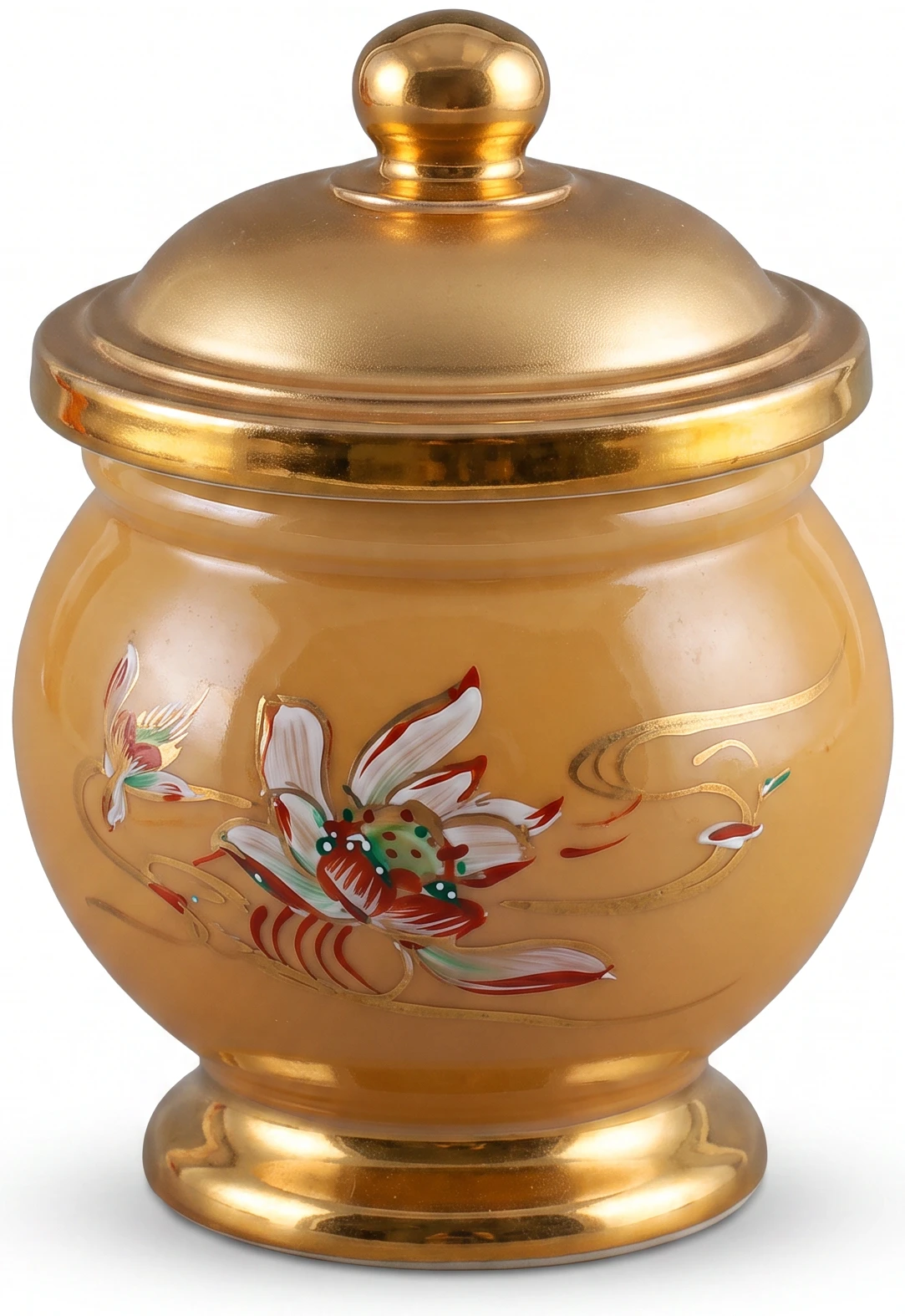 Hũ có nắp men vàng kem