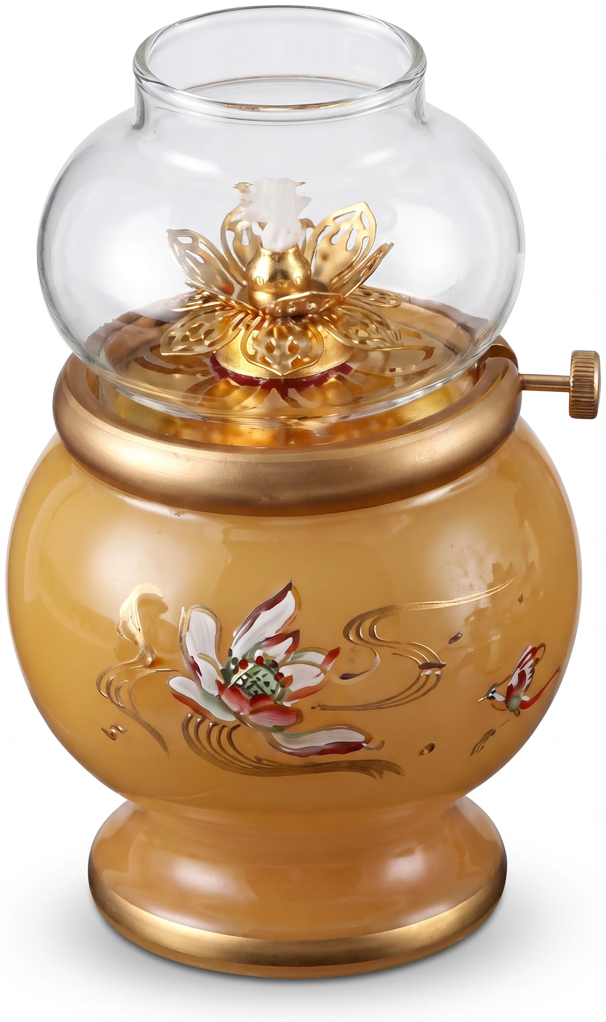 Đèn dầu men vàng kem