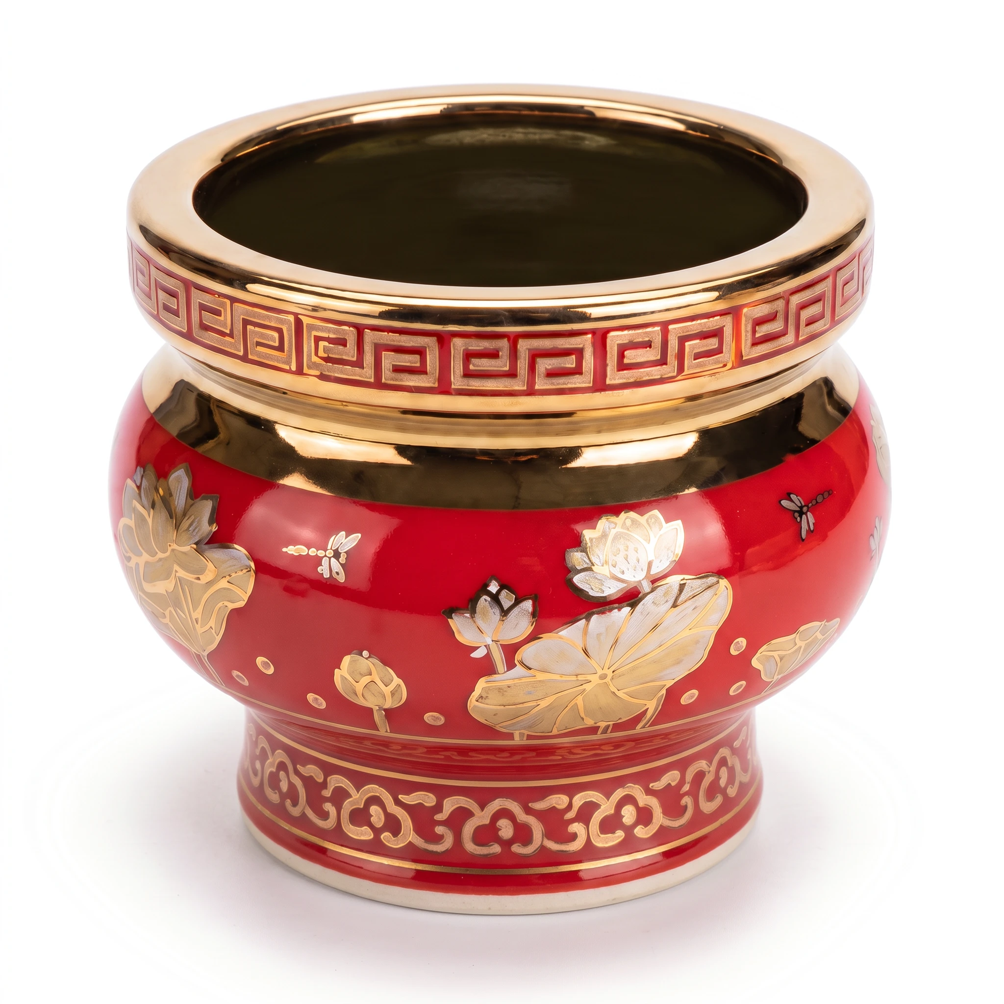 Lư hương gốm đỏ 6"