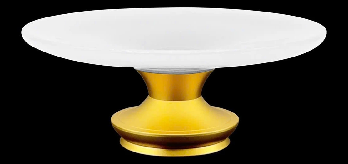 Đĩa quả gốm trắng kim 8"
