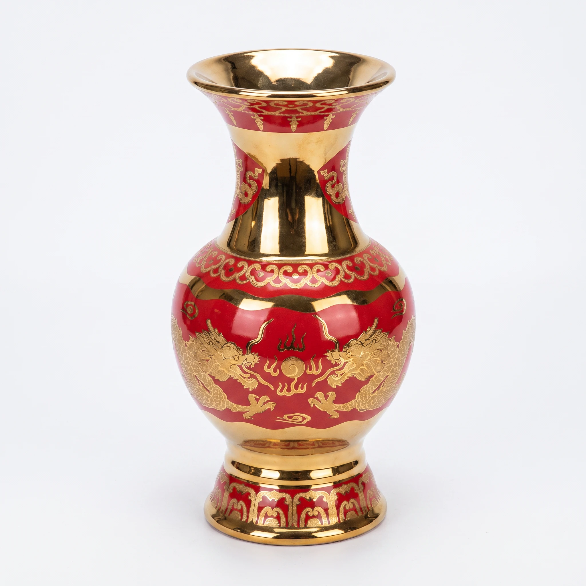 Bình bông gốm đỏ 10"