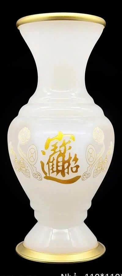 Bình bông gốm trắng kim 10"